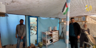 خيمة لطبيب الأسنان الفلسطيني محمد صقر يعالج بها المرضى في مخيم النصيرات